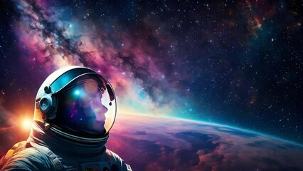 Wall Mural - Astronout in the fantasy space, Seamless Animation Video Background in 4K Resolution	