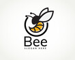 Simple circle flying bee logo design template illustration inspiration