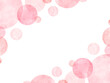 水玉模様の水彩フレーム ピンク