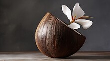 Coconut On A Wooden Background