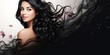 beauty black hair women portrait for hair care product, web banner background
