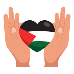 Sticker - palestine save flag in hand on heart shape