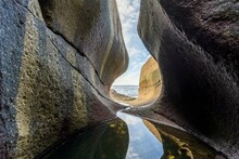 Nesvaghalo Rock Formation, Cave On The Coast, Sokndal, Rogaland, Norway, Europe