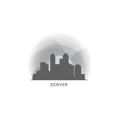 Wall Mural - USA United States of America Denver modern city landscape skyline logo. Panorama vector flat US Colorado state icon with landmarks, skyscraper, panorama, buildings at sunrise, sunset, night