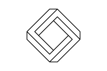 Poster - Impossible square shape. Optical visual illusion. Rectangular Infinite loop symbol. Abstract unreal geometric form. Linear puzzle design element for logo, icon, label, tag. Vector illustration