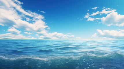 Seascape with A Wide Horizon and Blue Sky
