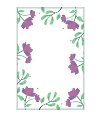 Poster - floral frame with purple flowers