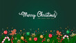 Merry Christmas and happy new year on green background with christmas decoration ornaments elements. Christmas element for web, banners, greeting card, template design. Vector EPS10.
