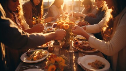 group of people sharing a meal outside