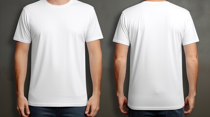 Wall Mural - Mens White T-Shirt Front and Back. Generative AI