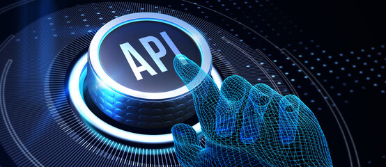 API - Application Programming Interface. Software development tool. Business, modern technology, internet and networking concept. 3d illustration