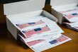 © KirKam - abstract background American vote concept. Vote by Mail Ballot envelopes for election