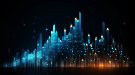 Poster - dynamic digital transformation: futuristic arrow chart, big data, business growth, and investment economy concept - vector illustration
