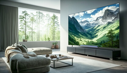 Elegant living room with big tv screen.  Big Tv In A Living Room