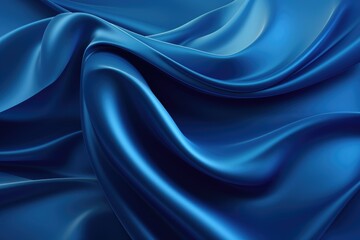 Poster - abstract blue background with smooth wavy silk or satin texture, Abstract background with a 3D wave blue gradient silk fabric, AI Generated
