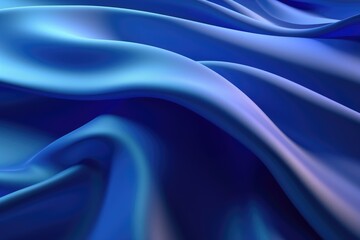 Poster - abstract blue background with smooth lines and waves, 3d render illustration, Abstract background with a 3D wave blue gradient silk fabric, AI Generated