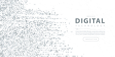 Wall Mural - Abstract digital technology hi-tech futuristic grey white background, cyber information communication, innovation future tech data, internet network connection, Ai big data lines dots, circuit vector