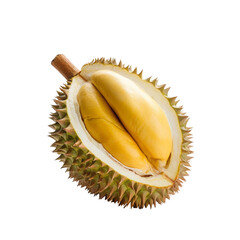 Sticker - Durian fruit cut in half isolated on transparent background. Generative Ai. 