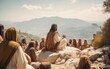 The Sermon on the Mount Jesus God religious faith story from Bible. Generated ai