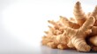 Close-up portrait of ginger rhizome against white background with space for text, background image, AI generated