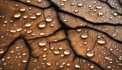 Naturally oak tree with water droplets