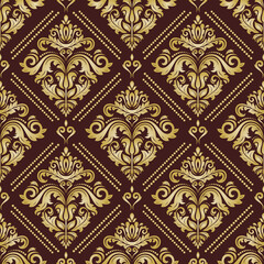 Wall Mural - classic brown and golden seamless pattern. damask orient ornament. classic vintage background. orien