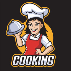 Wall Mural - Women Chef Mascot Logo Illustration