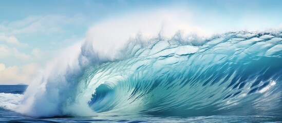 Poster - Ideal wave crashing in transparent water.