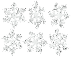 Wall Mural - white snowflake decoration crystals isolated, various angles