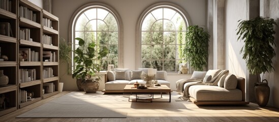 Wall Mural - Gorgeous furnished living room in an architectural space.