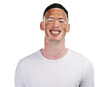 Smile, portrait and face of man with vitiligo, natural skincare or isolated on transparent png background. Happy, confident or young guy with melanin hyperpigmentation, unique facial beauty and pride