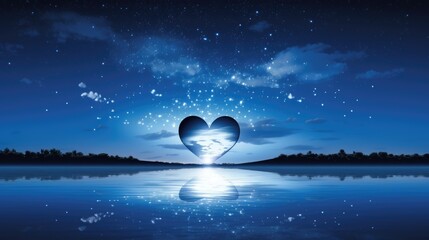 Wall Mural - galaxy cosmic heart background. bright stars night sky, romantic magic night, love and valentine’s d