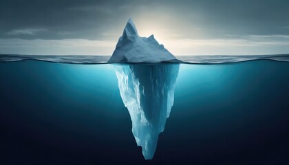 iceberg concept, underwater risk, dark hidden threat or danger concept