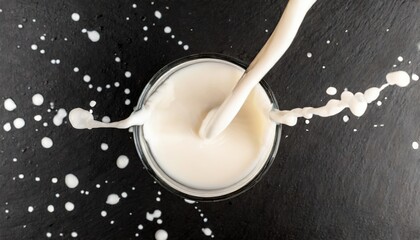  Fresh milk splashed in a glass