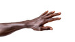 ©  Mohammad Xte - Black african american old man hand trying to reach something. Isolated on Transparent background.