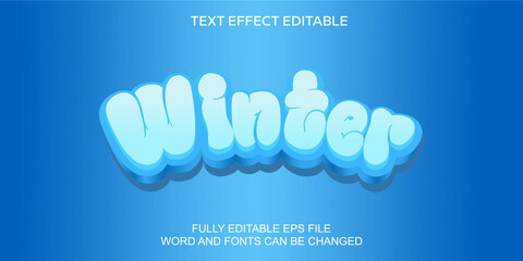 Wall Mural - 3d text effect winter vector editable