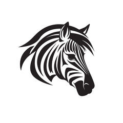  Zebra in cartoon, doodle style. Isolated 2d vector illustration in logo, icon style, Eps 10, black and white. AI Generative