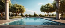 Gardens Swimming Pool And Architectural Pictures Copy Space Image Place For Adding Text Or Design
