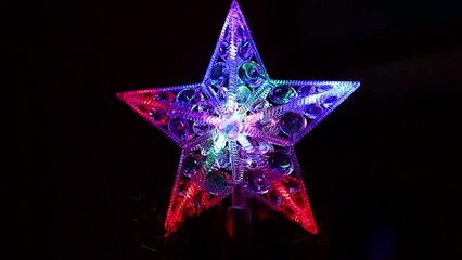 Poster - Christmas tree decoration glowing star.