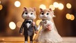 © katerynalim - Two super cute cats bride and groom. Lovely wedding couple. AI generated image
