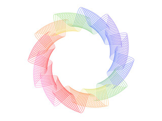 Aufkleber - Vector abstract circles lines, colorful ribbons wave in round frame rainbow color isolated on white background with space for text