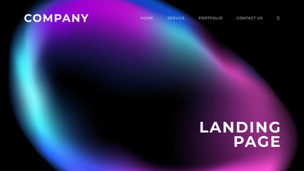 Leinwandbilder - Landing page. Abstract background with blurred bubble on black for website graphic design. Blue, purple and pink gradients. Vector illustration.