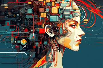 Aufkleber - A Kaleidoscope of the Mind: A Vibrant Depiction of Split Personality Disorder and OCD