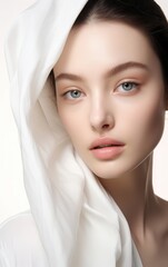 Wall Mural - portrait of beauty woman with perfect healthy glow skin facial