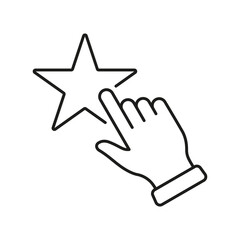 Poster - Click To Rate, Good Quality Service Line Icon. Customer Feedback, Ranking Linear Pictogram. Consumer Experience. Cursor With Star, Client Review Symbol. Editable Stroke. Isolated Vector Illustration