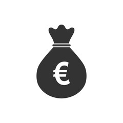 Wall Mural - Bag euros graphic icon. Money bag sign isolated on white background. Vector illustration