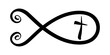 Fish symbol hand painted with ink brush, christian religious faith emblem, png isolated on transparent background.