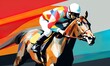multicolor art deco racehorse jockey 