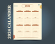 2024 calendar design vector illustration 12 months desk calendar 2024 ,Calendar desk 2024