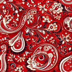 Wall Mural - Red paisley pattern | generative AI